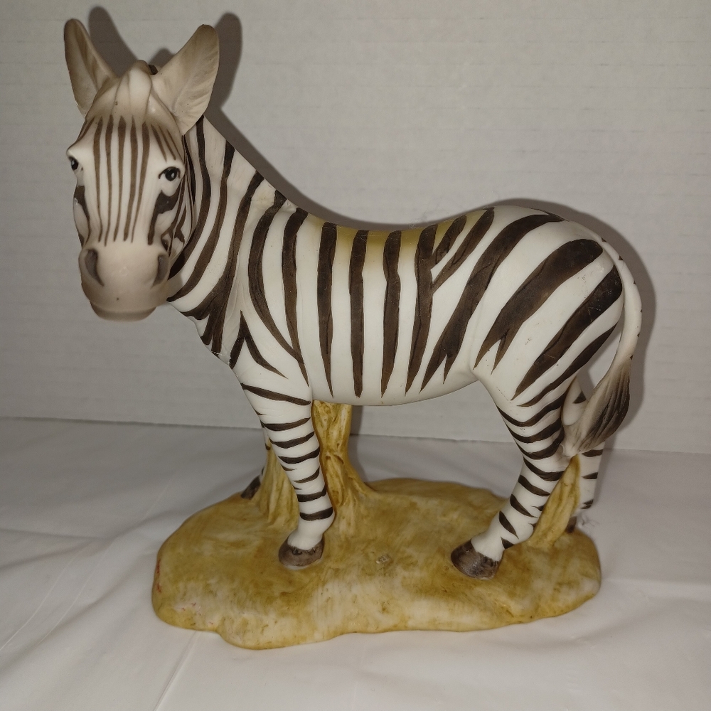 Vintage 1974 Aldon Fine Porcelain Zebra Figurine - Black and White